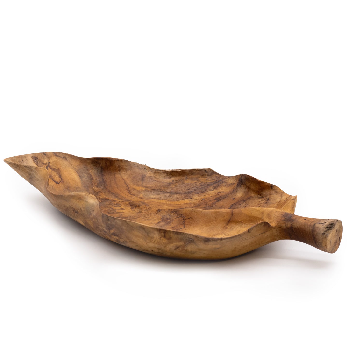 Grote Blad Vorm Teakhouten Kom - 40x24x5 cm
