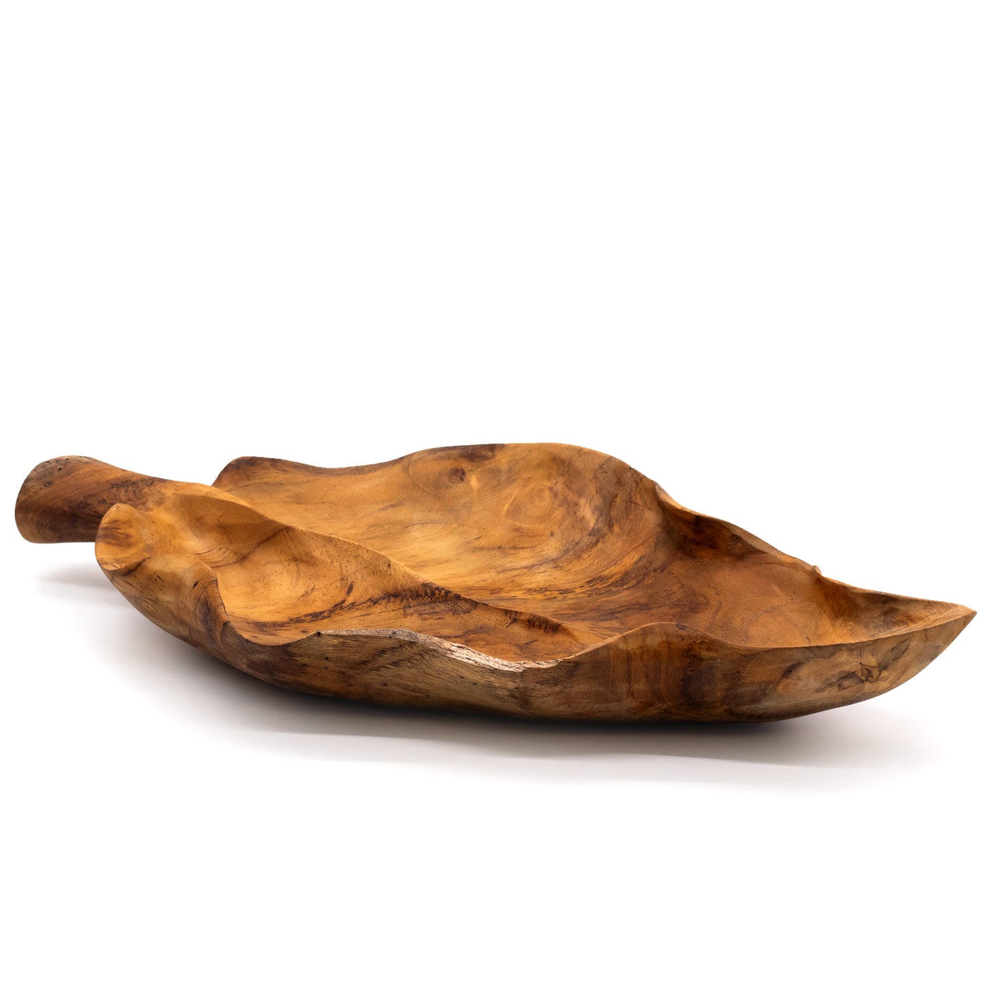 Grote Blad Vorm Teakhouten Kom - 40x24x5 cm