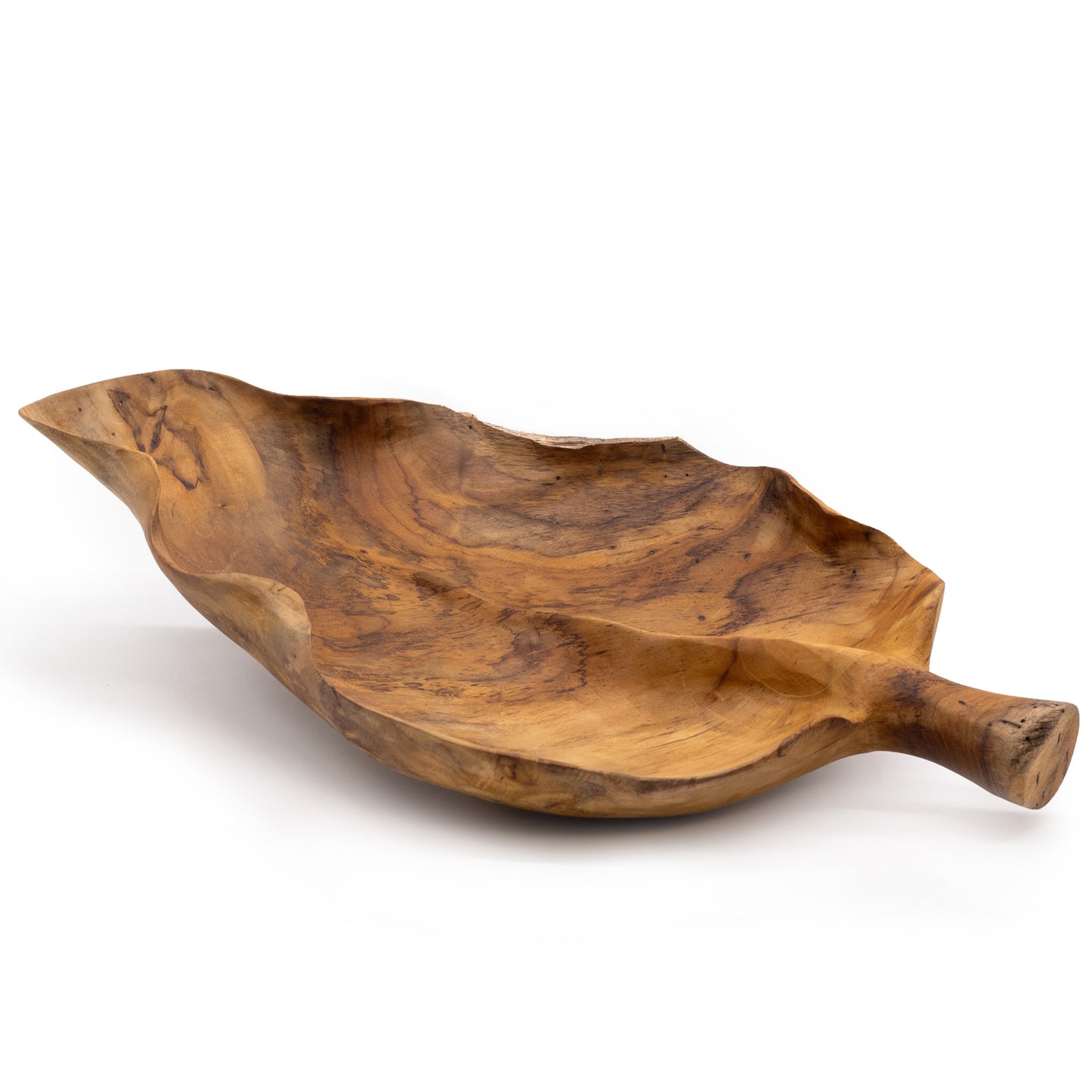 Grote Blad Vorm Teakhouten Kom - 40x24x5 cm