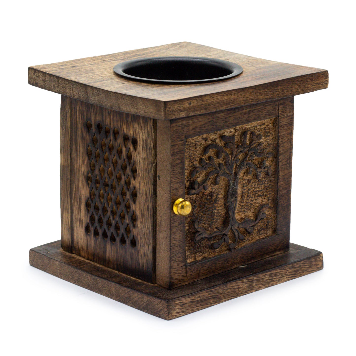 Mango Wood Oil Burner - Tree of Life