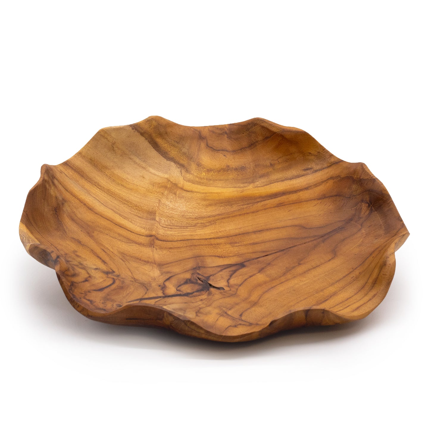 Gladde Ronde Teakhouten Fruitkom - 28x5,5 cm