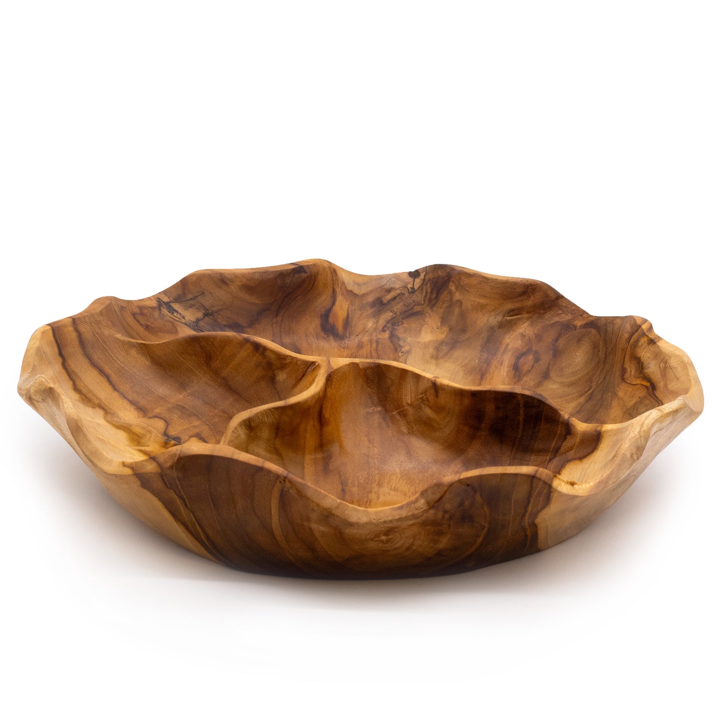 Gladde Rond Teakkom met Drie Secties - 30x5,5 cm