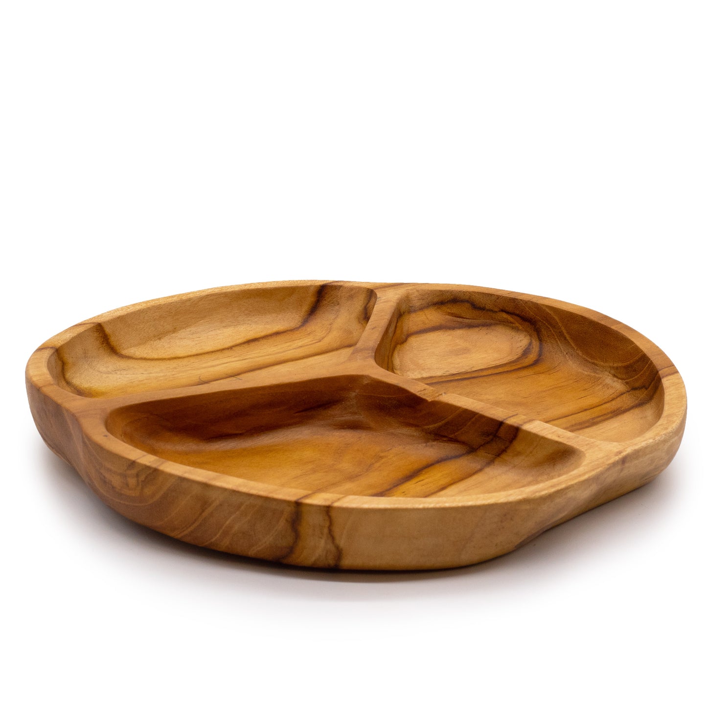 Smooth Teakwood Bowl Three Sections - 30x4cm