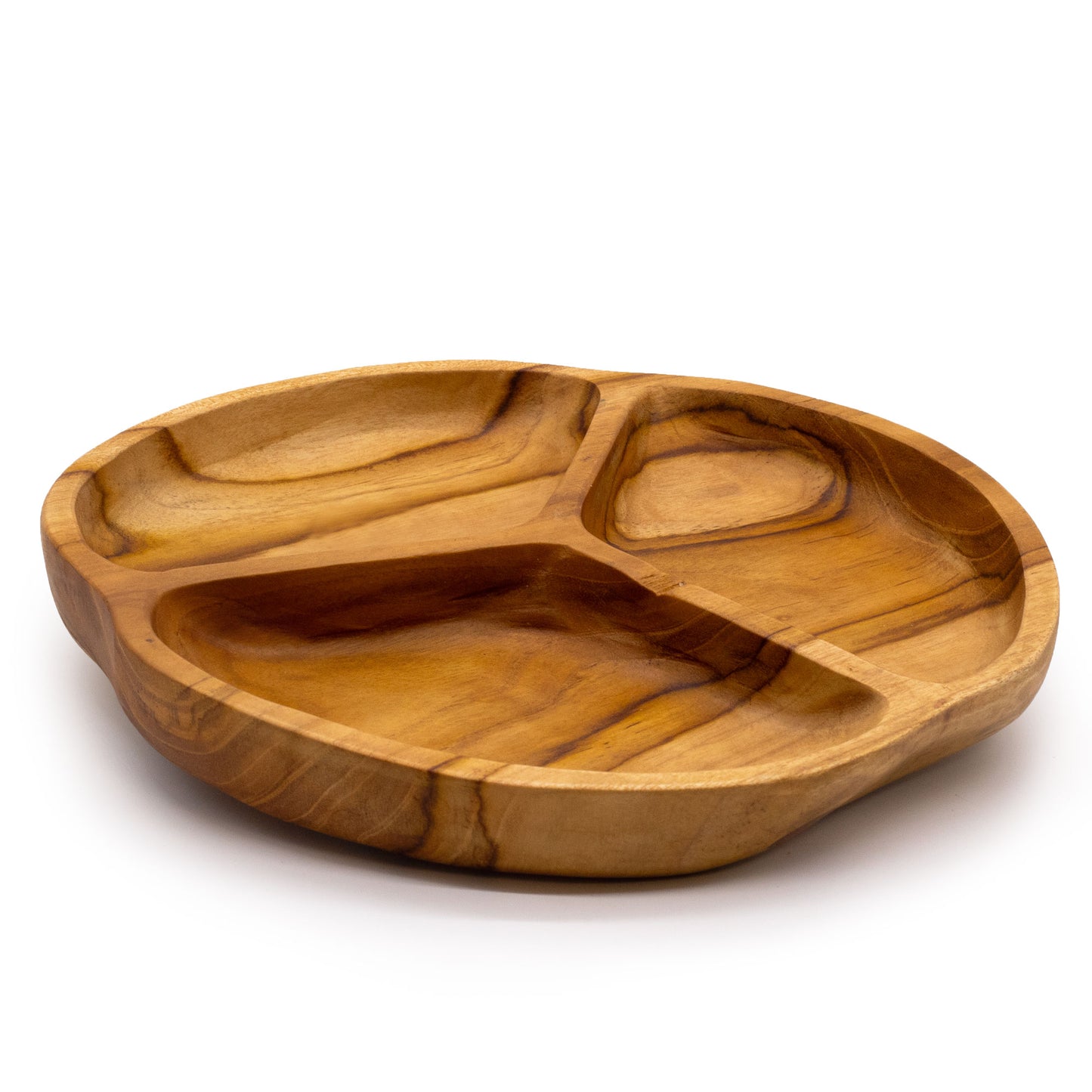 Smooth Teakwood Bowl Three Sections - 30x4cm