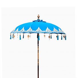Bali Terras Paraplu - Katoen - Turquoise Decoratie - 2m