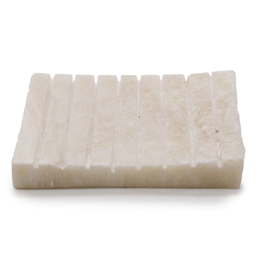 Witte Onyx Geribbelde Zeepbak