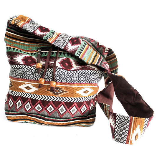 Jacquard-Tasche - Schokoladenfarbene Schüler-Rückseite
