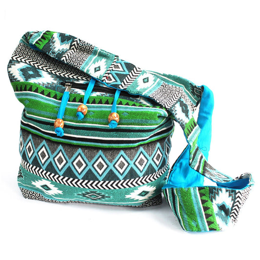 Jacquard-Tasche - Türkisfarbene Schüler-Tasche