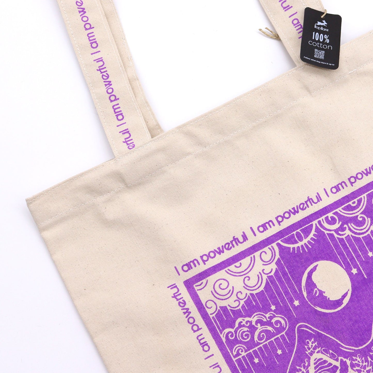 Hop Hare Tote Bag - I am Powerful - Cotton canvas