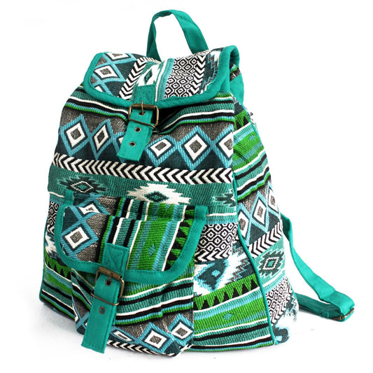 Jacquard-Tasche - Türkisfarbener Rucksack