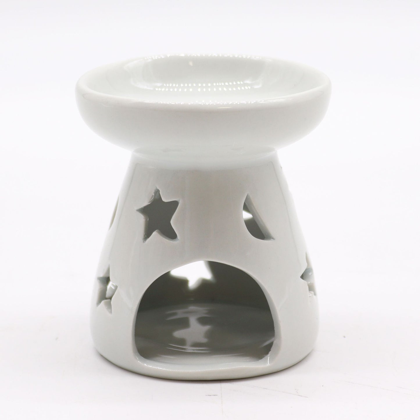 1x Sm Classic White Oil Burner - Moon & Star