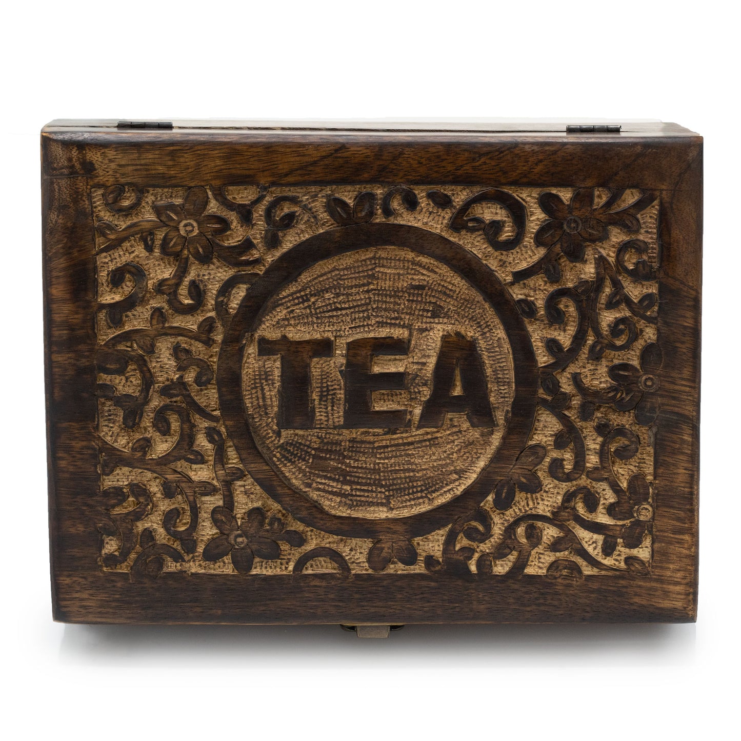 Hand-carved Mango Tea Box - 12 Compartments