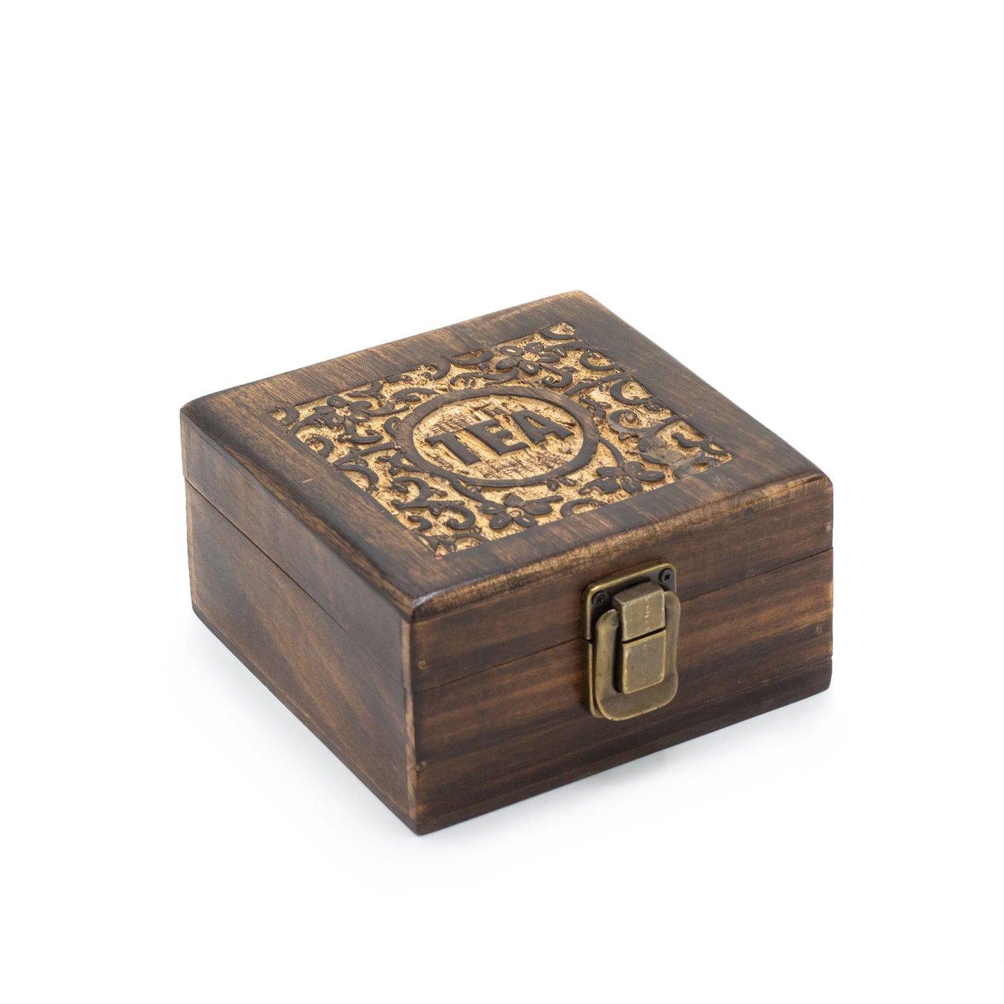 Hand-carved Mango Tea Box - 4 Compartments